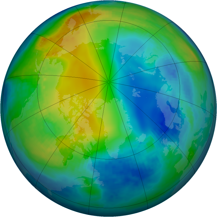 Arctic ozone map for 16 November 2000